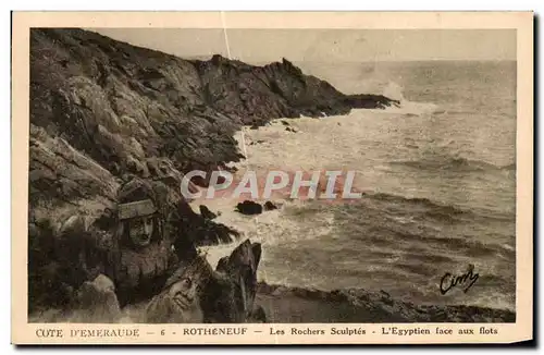 Cartes postales Rotheneuf Cote D Emeraude Entree des Rochers Sculptes l Egyptien face aux flots