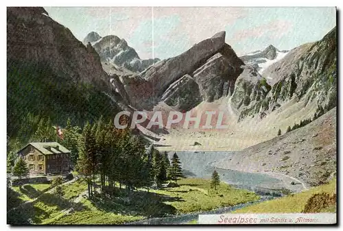 Cartes postales Suisse Seealpsee mit Santis u Altman