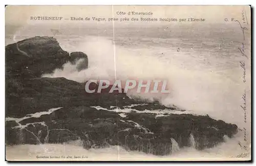 Cartes postales Cote d Emeraude Rotheneuf Etude de vague prise pres des Rochers Sculptes par I Ermite