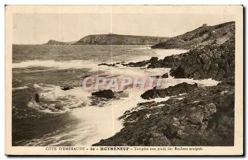 Cartes postales Cote d Emeraude Rotheneuf Tempete sux pieds des Rochers sculptes