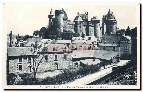 Cartes postales Vitre Vue du Chateau et Route de Rennes