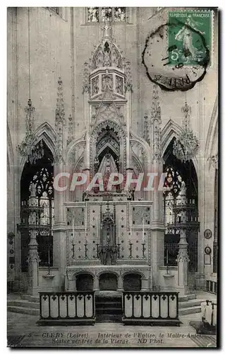 Cartes postales Clery (Loire) Interieur de l Eglise le Maitre Autel Statue veneree de la Vierge
