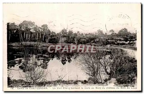 Cartes postales Camp de Coetquidan Le Viell Etang bordant la routr au Nord du chateau du Bois du Loup