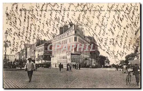 Cartes postales Bordeaux Allees de Tourny Cours du 30 juillet et monument des Girondins