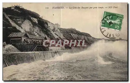 Cartes postales Biarritz La Cote des Basques par gros temps