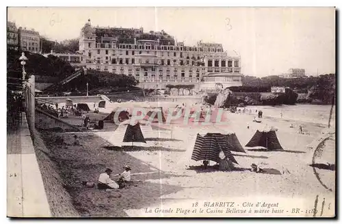 Ansichtskarte AK Biarritz Cote d Argent La Grande Plage et le Casino Bellevue a maree basse