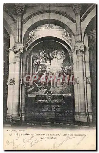 Cartes postales Lourdes Interieur du Rosaire Autel en Mosaique la Visitation