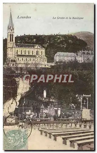 Cartes postales Lourdes La Grotte et la Basilique