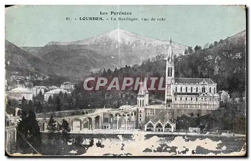Cartes postales Lourdes La Basilique vue de cote