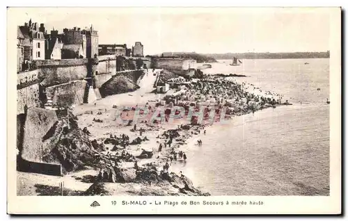 Ansichtskarte AK St Malo La Plage de Bon Secours a Maree haute