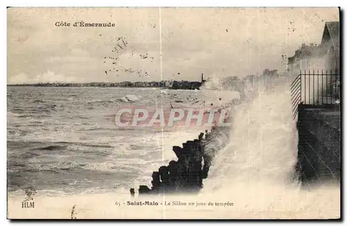 Cartes postales Cote d Emeraude Saint Malo Le Sillon un jour de tempete