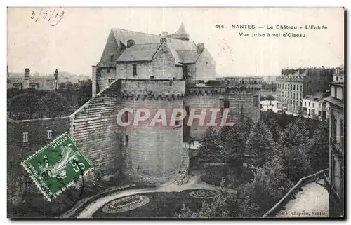 Cartes postales Nantes Le Chateau L Entree Vue prise a vol d Oiseau