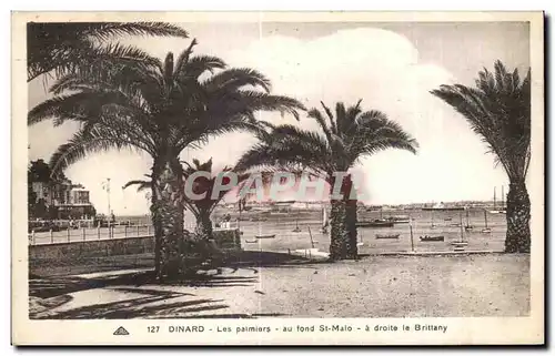 Cartes postales Dinard Les palmiers au fond St Malo a droite le Brittany