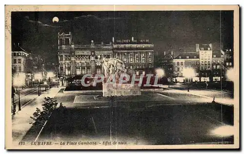 Cartes postales Le Havre La Place Gambetta Effet de nuit