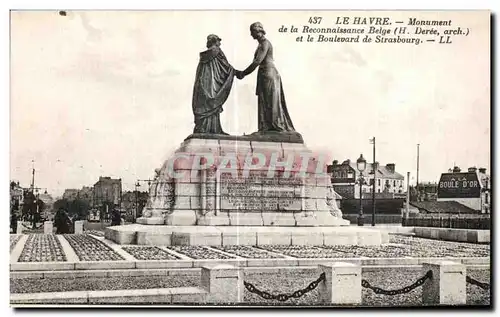 Ansichtskarte AK Le Havre Le Monument de la Reconnaissance Belge et le Boulevard