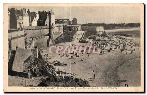 Ansichtskarte AK Saint Malo Plage Bonsecours et les Remparts