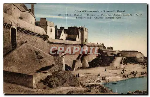 Cartes postales Saint Malo Etude Rempars et Porte des Champ Vauverts Ramparts and Champs Vauverts Gate