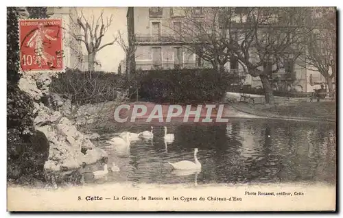 Ansichtskarte AK Cette La grotte Le bassin et les cygnes du chateau d eau