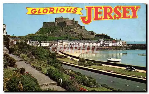 Moderne Karte Glorious Jersey Mont Orgueil Castle   Gorey Harbour Jersey C l