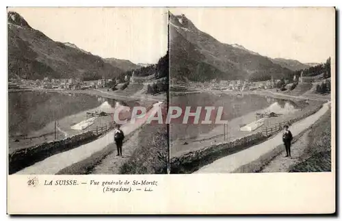 Carte Stereoscopique - La Suisse - Vue Generale de St Moritz - Ansichtskarte AK