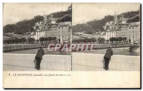 Carte Stereoscopique - Le Dauphine - Grenoble - Les Quais Ste Marie - Cartes postales