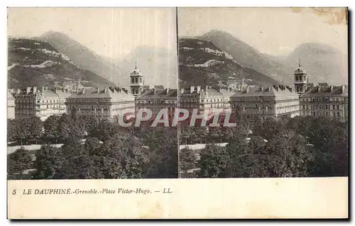 Carte Stereoscopique - Le Dauphine - Grenoble - Place Victor Hugo - Cartes postales