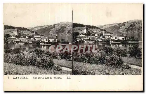 Carte Stereoscopique - La Suisse - Vue sur le Lac de Thoune - Cartes postales