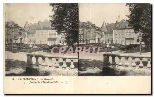 Carte Stereoscopique - Le Dauphine - Grenoble - Jardin de l Hotel de Ville - Ansichtskarte AK