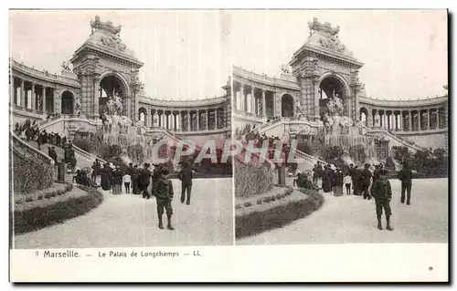 Carte Stereoscopique - Marseille - Le Palais de Longchamps - Cartes postales