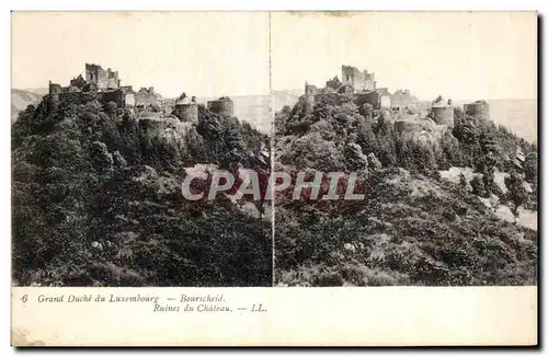 Carte Stereoscopique - Grand Duche du Luxembourg - Bourseheid - Ruines du Chateau - Ansichtskarte AK