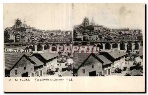 Carte Stereoscopique - La Suisse - Vue Generale de Lausanne - Cartes postales