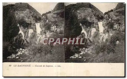 Carte Stereoscopique - Le Dauphine - Cascade de Sazenne - Cartes postales