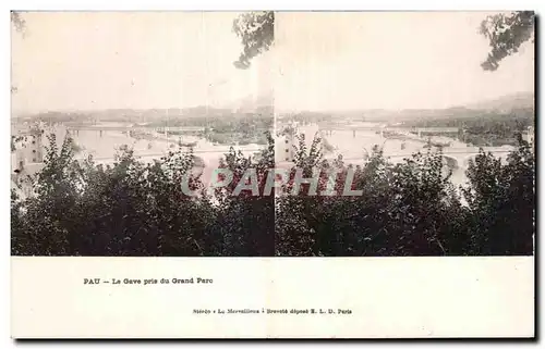 Carte Stereoscopique - Pau - Gave pris du Grand Parc - Cartes postales