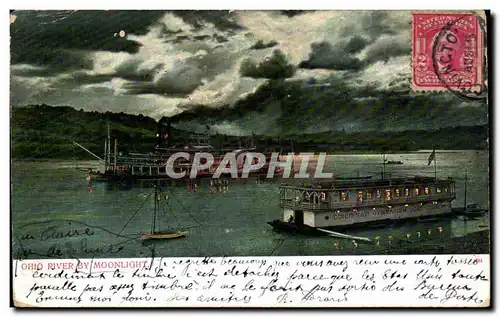 Cartes postales Ohio River by Moonlight Bateaux