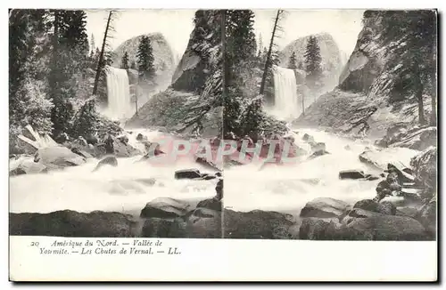 Cartes Stereoscopiques - USA - Amerique du Nord - Vallee de Yosemite - Les Chutes de Vernal - Cartes postales