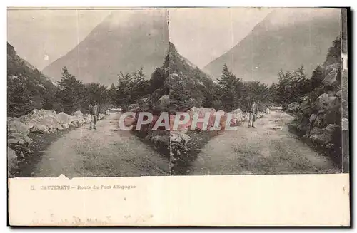 Carte Stereoscopique - Cauterets - Route du Pont d Espagne - Cartes postales