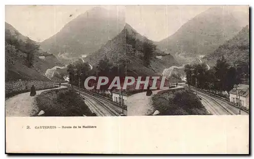 Carte Stereoscopique - Cauterets - Route de la Railliere - Ansichtskarte AK