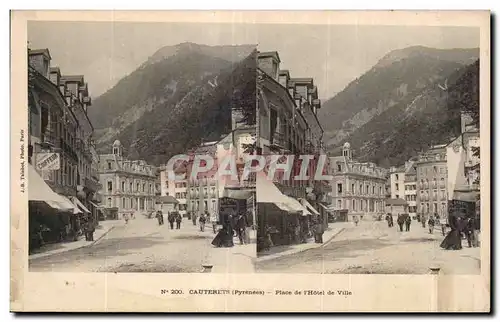 Carte Stereoscopique - Cauterets - Place de l Hotel de Ville - Ansichtskarte AK