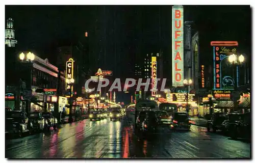 Cartes postales Buffalo After Dark Looking South on Main Street Lighted