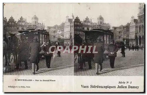 Carte Stereoscopique - Bruxelles - Sur la Grand Place - Julien Damoy - Cartes postales