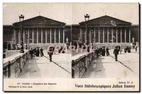 Carte Stereoscopique - Paris - Chambre des Deputes - Julien Damoy - Ansichtskarte AK