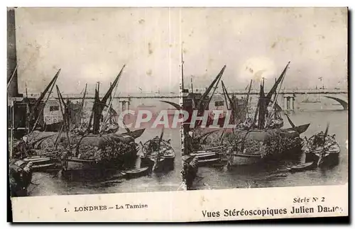 Carte Stereoscopique - Londres - London - La Tamise - Julien Damoy - Cartes postales