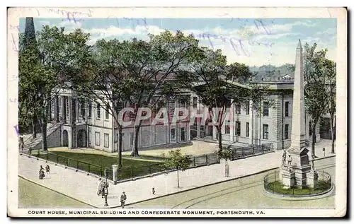 Etats Unis - USA - VA - Virginia - Court House - Municipal Building and Confederate Monument - Ports