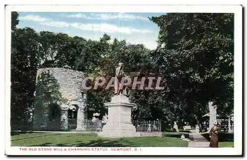 Ansichtskarte AK The old stone mill channing statue Newport