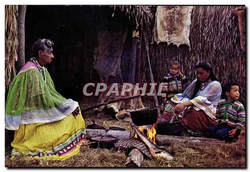Cartes postales Indians cooking over an open fire in Florida