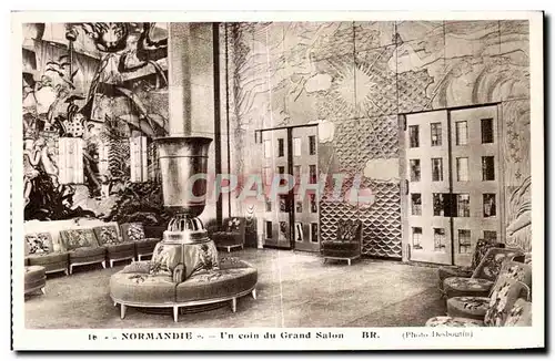 Cartes postales Bateau Normandie Un coin du Grand Salon Paquebot