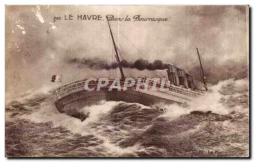 Cartes postales Bateau Le Havre Dans la Bourrasque Paquebot