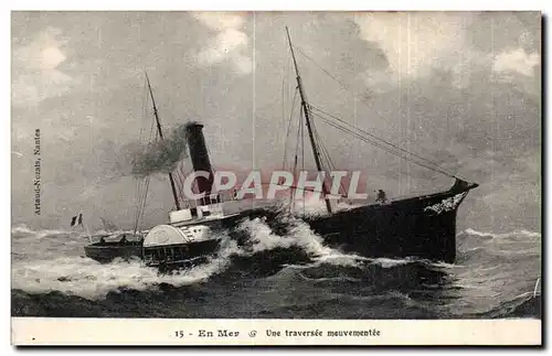 Cartes postales Bateau En Mer Une Traversee mouvementee Commerce