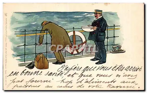 Cartes postales Bateau Homme malade Humour