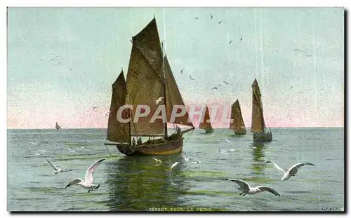 Cartes postales Bateau Depart Pour LA Peche